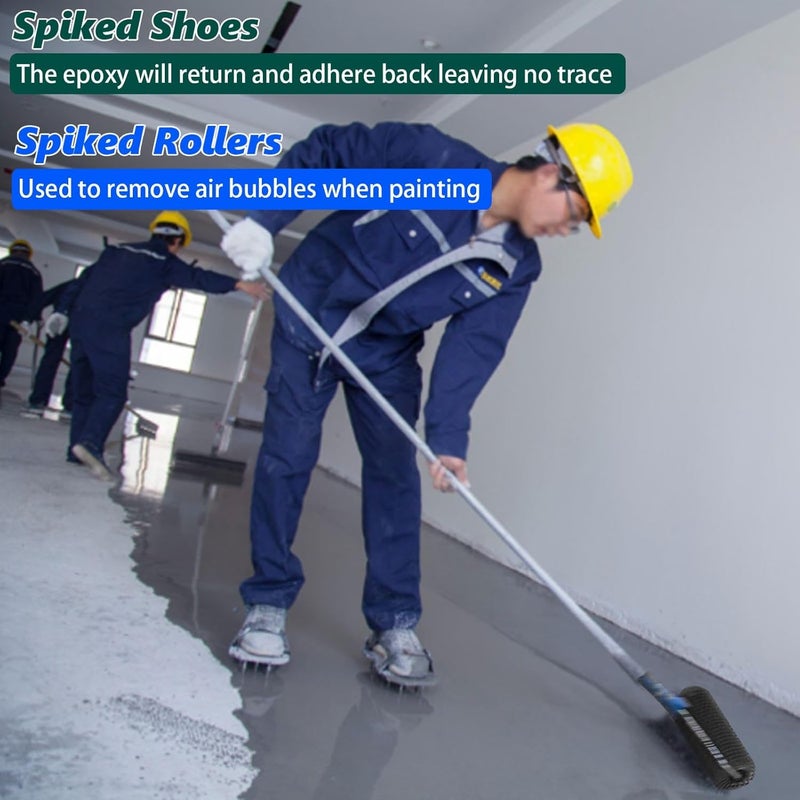 DBYANAN 9 Inch Screed Spiked Roller Self Leveling Concrete Roller Epoxy Roller Spike Shoes for Epoxy Flooring Cement Floor Leveling Tools Screed Compound Roller - Image 4